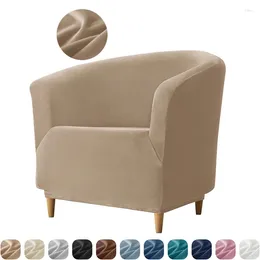 Chair Covers Solid Color Velvet Club Slipcover Super Soft Tub Chairs Anti-slip Elastic Armchair Slipcovers Home Coffee Bar El