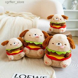 Stuffed Plush Animals 23/35cm Cute Hamburger Dog Plush Toys Kawaii Stuffed Plush Animal Dolls Cartoon Bed Sleep Pillow Cushion Interesting Kids Gifts240327