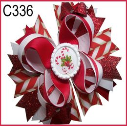 5pcs Christmas hair bows Candy Cane Bow Santa Hair clip Reindeer Holiday Merry Christmas Hair BowB7407143