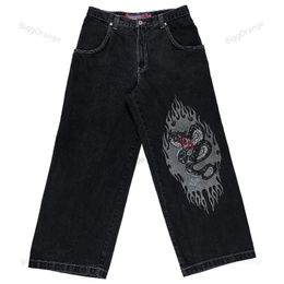 Y2K men clothing Gothic Harajuku retro fashion pattern oversized jeans punk hip hop loose slim street baggy 240311