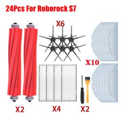 Boormachine 24pcs for Xiaomi Roborock S7 / S7 Maxv Ultra Vacuum Cleaner Parts Hepa Filter Mop Cloth Main Brush Mop Cloth Replaceable Part