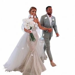 lorie Glitter Mermaid Wedding Dres Off Shoulder Sweetheart Shiny Bridal Gowns Sparkly With Puffy Tulle Train Bride Dr 2022 E7KB#