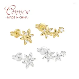 Stud Earrings CANNER S925 Sterling Silver Flower Stars Love Heart Zircon Pendant For Women Jewelry Gifts Brincos Pendientes