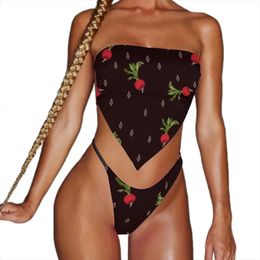 Carrot Radishes Micro Bikini Swimsuit Sexy Fresh Vegetables Swimwear Women Stylish Bikinis Set 2 Pieces Push Up Feminine 240327