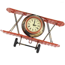 Table Clocks European Style Clock Desktop Decoration Airplane Metal Trim Living Room Mantelpiece Retro Decorative Vintage Dorm