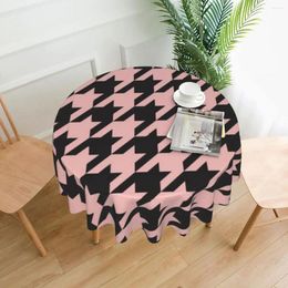 Table Cloth Pink Houndstooth Pattern Round Tablecloth Geometric Printed Cover For Events Dining Tables Fashion Outdoor