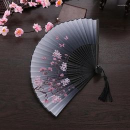 Decorative Figurines Summer Folding Fan Bamboo Silk Hand-Held High Quality Christmas Gifts Home Decoration Crafts 32