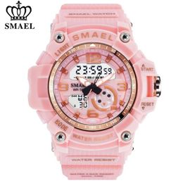SMAEL Women Sport Digital Watch Electronic Quartz Dual Core Display LED Waterproof Watches Casual Student WristWatch Girl Clock 20251u