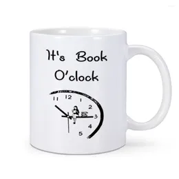 Mugs Bookworm Coffee It's Book O'clock Reading Lovers Tea Water Cup 11 Oz Ceramics Home Office Drinkware For Nerd Friend