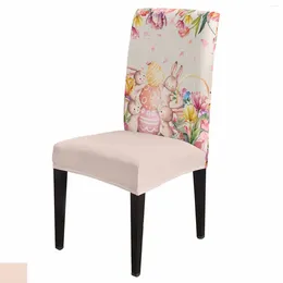 Chair Covers Easter Tulips Watercolour Cover Set Kitchen Stretch Spandex Seat Slipcover Home Decor Dining Room