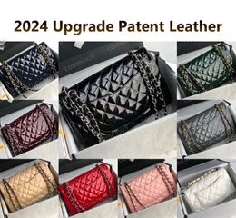 2024 Mirror Quality Patent Leather Flap Chain Bags Women Designer Handbags Crossbody Shoulder Bag Purse 17cm Mini 20cm Small 25cm Medium Bags 12a Upgrade with Box