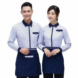 fast Food Restaurant Waiter Uniform Lg Sleeve Bakery Cake Shop Waitr Uniform Hotel Kichen Work Wear Cafe Overalls o5kT#