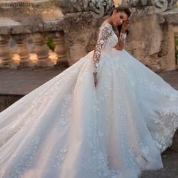 Urban Sexy Dresses Aviana Princess Lace Appliques Ball Gown Long Sleeves Backless Puffy A-Line Wedding Illusion Custom Made Bride Dress yq240329