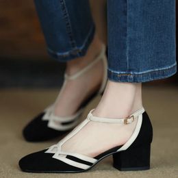 Summer Women Sexy Sandals Mid Heels Shoes Chunky Slides Slippers Casual Shoes Pumps Dress Designer Slingback Shoes 240326