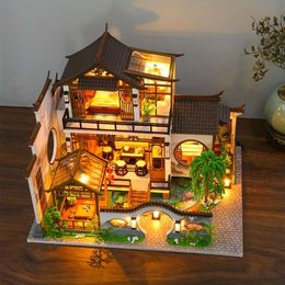 Miniature Scene Creative Handmade DIY Assembled Model Chinese Style Yard Villa for Valentine's Day Christmas Children's Toy Girls Birthday Gift