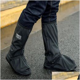 Racing Shoes Motorcycle Waterproof Rain Ers Thicker Scootor Non-Slip Boots - Black Xl Drop Delivery Automobiles Motorcycles Profession Otc8H
