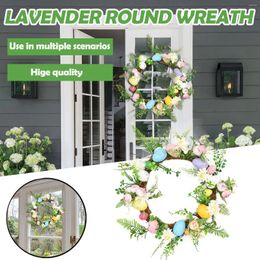 Decorative Flowers Wall Door Decoration Hanging Easter Eggs Wreath 2024