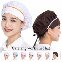 unisex Fi Catering Work Hat Mesh Breathable Elastic Chef Hats Cooking Baking Hotel Factory Workshop Uniform Dust Cap T6d0#