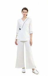 spring And Autumn Sauna Work Clothes Women's Beautician Uniform Sal Hotel Waiters Uniform a11u#