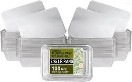 Disposable Dinnerware PARTY BARGAINS 2.25 Lb. Aluminium Pans With Lids - Set Of 100 Pack Board 8" X 6" Roasting And Steam Table