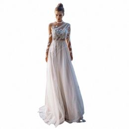 boho Lg Sleeves Wedding Dres 2024 White Dots Appliques Lace Bridal Gowns Tulle Beach Bohemian Party Floor Lenth Custom Made S3uw#