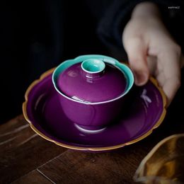 Teaware Sets Platycodon Purple Sancai Cover Bowl Teacup Ceramic Chinese Simple Single Tea With Set Infuser