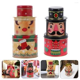 Storage Bottles Christmas Snowman Candy Jar Xmas Gift Boxes Three-Layer Tinplate Box Biscuits Container