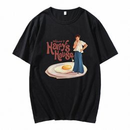 summer O-Neck Plus Size Tees Boy Thinking House T Shirt 100% Cott Musical Album Cover Breakfast Eggs Print Men/Women Tops M8eN#