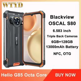 Blackview OSCAL S80 6GB 128GB 6.583 Inch Rugged Phone IP68/IP69K Waterproof 13000mah Cellphone Helio G85 NFC OTG 4G Smartphone