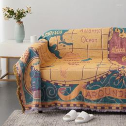 Blankets European Jacquard Retro Map Blanket Knitted Warm Sofa Towel Throw Dust-proof Cushion Carpet 180x230cm