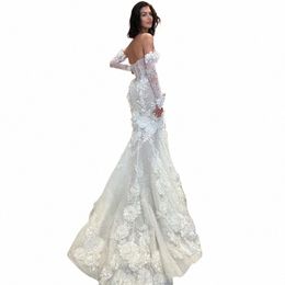 modest Mermaid Lace Wedding Dres Women Train Sweetheart Bride Dr Detachable Sleeve 3D Frs Bridal Gown vestido de novia D40z#