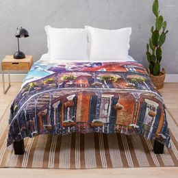 Blankets Orleans Watercolour With Happy Blue Skies And Classic Architecture Throw Blanket Luxury Sofa Bed Heavy Vintage
