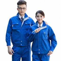 work Clothing Set For Men Ctrast Colour Multi Pockets Working Uniforms Factory Workshop Engineering Worker Suit Canvas Durable 23jq#