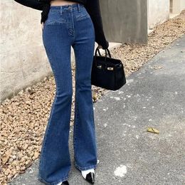 Women's Pants H.sa Fashionable Retro Design Bootcut Trousers With Slits At The Back To Slim Down High-waisted Stretch Jeans For Women