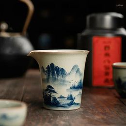 Cups Saucers Hand Painted Landscape Fair Cup Ceramic Blue Vintage Tea Sea Chinese Teacup Teaware Ceremony Utensil