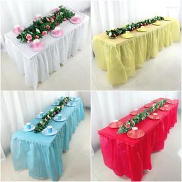 Table Skirt Disposable PEVA Skirting Rectangle Desk Kid Birthday Party Cover For Wedding Home Decoration