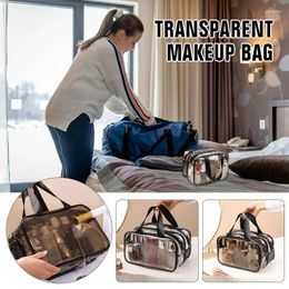 Cosmetic Bags Clear Toiletry Bag PVC Makeup Zipper Travel Large Capacity Wash W/Handle See Through Two Parts