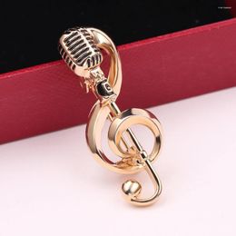 Brooches Exquisite Microphone Music Note Brooch For Women Men Fashion Metal Lapel Pins Club Badge Jewellery Accessories Gifts