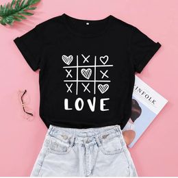 XOXO Love Heart Valentines Day Shirt Fashion Cotton Aesthetic Women Girl Tshirt Funny Graphic Casual O Neck Short Sleeve 240329