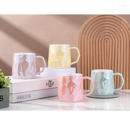 Mugs High Beauty Solid Colour Ceramic Mug Home Couple Water Cup Female Personalised Design Sense Coffee European Style Tea