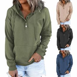 2023 Fi Trend Lg Sleeve Loose Casual V-collar Butt Hooded Drawstring Pocket Hoodie W6Y3#