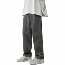 men Denim Trousers Men Straight-legged Jeans Men's Wide Leg Denim Pants Hip Hop Style Wed Jeans with Pockets for Spring 826c#