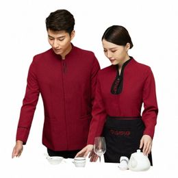 hotel Waiter Workwear Lg Sleeve Autumn and Winter Clothes Chinese Style Catering Hot Pot Restaurant Female Frt Desk Uniform p4sy#