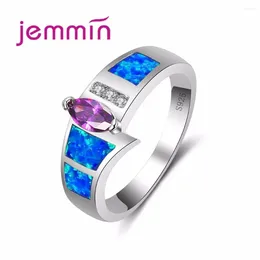 Cluster Rings Trendy Female Blue Opal Ring Jewellery Fashion Wedding For Women Water Drop Purple Crystal