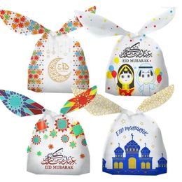 Gift Wrap 50pcs Eid Mubarak Candy Bags Ear Baking Package Ramadan Decoration For Home 2024 Islamic Muslim Party Gifts