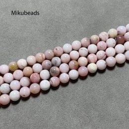 Loose Gemstones Wholesale Natural 8mm A Pink Opal Smooth Round Bead 15" Strand For Making Jewelry Bracelet Necklace DIY