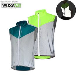 Cycling Jackets WOSAWE Mens Ultralight Cycling Vest Windproof Running Vest MTB Bike Bicycle Reflective Clothing Sleeveless Cycling Windbreaker24329