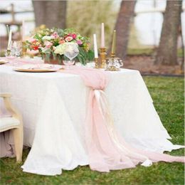 Table Skirt 30x305cm Wedding White Chiffon Runner Tablecloth Cover Chair Sash Party Decor Banquet