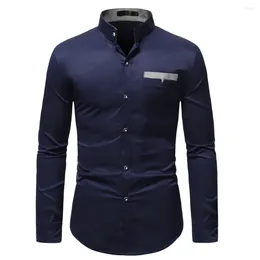 Men's Dress Shirts 2024 Fall Long Sleeve Formal Business Wear Hawaiian Fashion Frame Collar T-Shirt Buttons