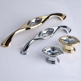 Zinc Alloy Crystal Handle, Golden/silvery High-end Wardrobe Cabinet Handles, Cabinet Handles Drawer Knob Diamond
